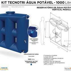 Cisterna vertical modular 1000L para Água Potável