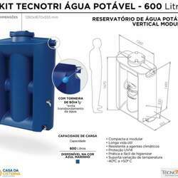 Cisterna vertical modular 600L para Água Potável