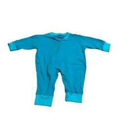 Pijama macacão azul turquesa liso zíper 0-3M
