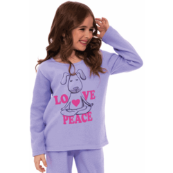 Pijama Feminino Lua Chic Soft Infantil Love Peace Lilás